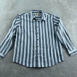 Paradise Collection Mens Striped Button-Up Shirt XL  Modal Long Sleeve 5859